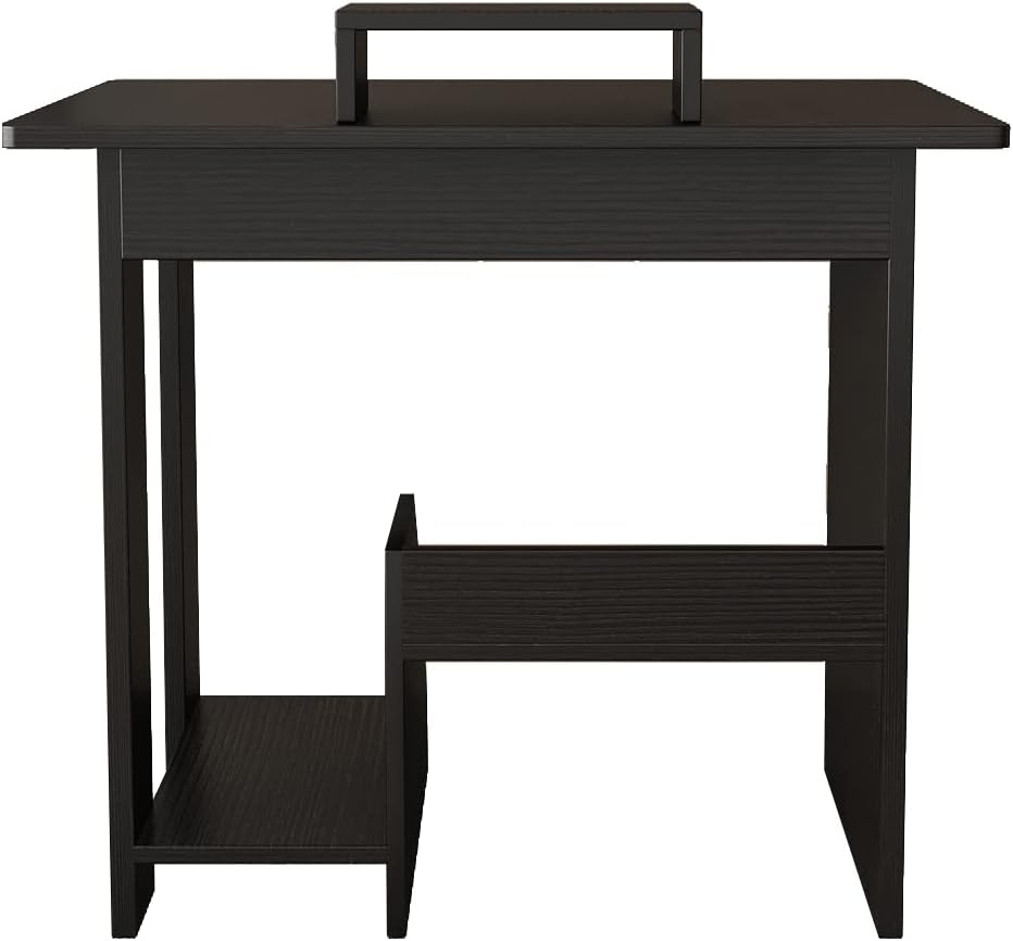 ALISENED Home Office Computer Desk with Monitor Stand Keyboard Tray， 29.5 Inch Study Writing Desk Small PC Laptop Table with Storage Shelves， Modern Workstation for Small Spaces Save Space - Image 7